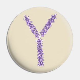 Lavender Letter Y Hand Drawn in Watercolor and Ink Pin