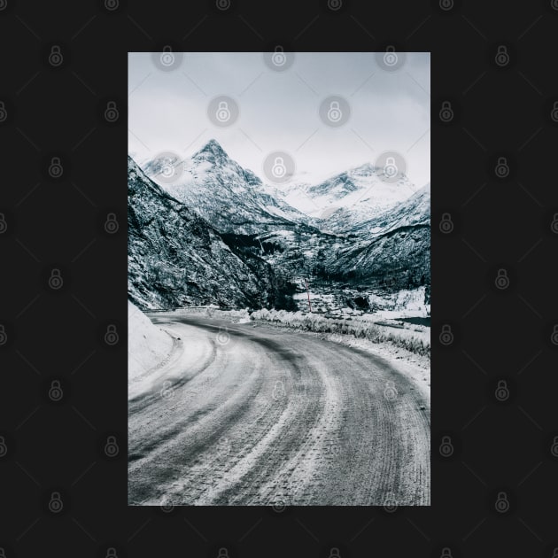 Frozen Road to Geiranger During Moody Winter Day (Norway) by visualspectrum