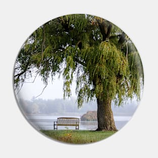 Park bench under the willow Pin