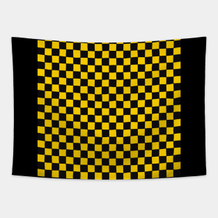 Wonky Checkerboard, Black and Yellow Tapestry