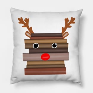 Christmas reindeer made of books Pillow