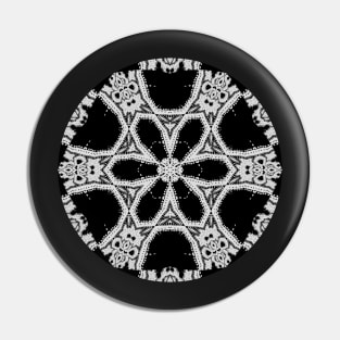 Black and White Blossom Shaped Abstract Pin