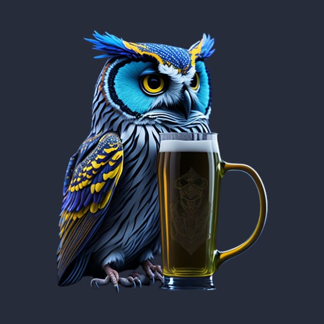 Owl with a beer mug by likbatonboot