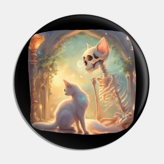 Skeleton And Cat Best Friends Kitten Funny Cats Lovers Pin by click2print