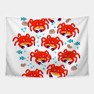 Illustration of cute red crabs. Tapestry