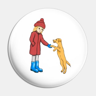 Girl and dog Pin