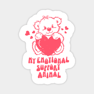 My Emotional Support Animal, Retro Cartoon Bear I Love You Beary Much Magnet