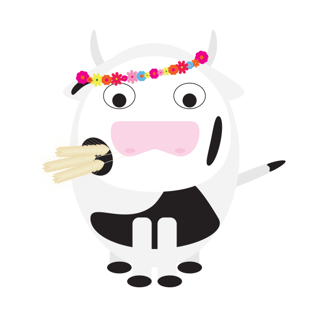 Cute Cow with Flower Head Bouquet by sigdesign