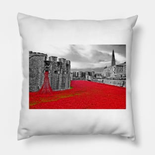 Red Poppies At The Tower Of London Pillow