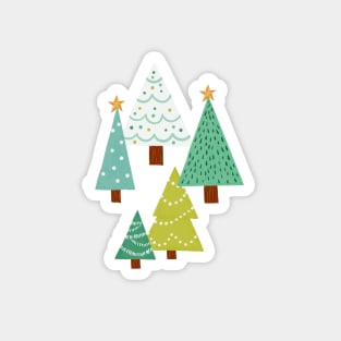 Holly Jolly Christmas Trees - Green Magnet