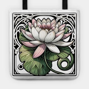 art nouveau water lily july Birth Month Flower Tote