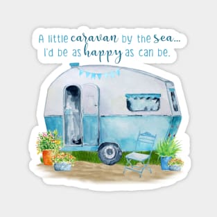 Camper Caravan Beach Scene Magnet