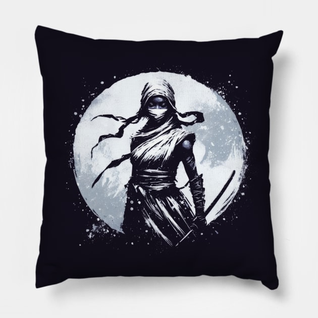 Black Ninja Girl Pillow by Genbu