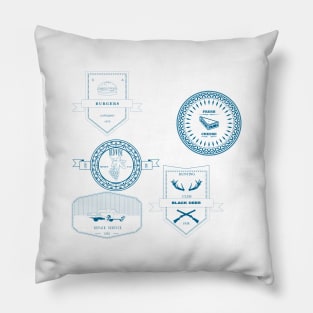 vintage logo blue Pillow