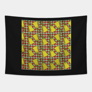 Red dots Green Background Handbell Pattern Tapestry