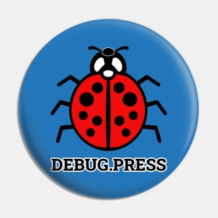 DebugPress: Ladybug with Website name Pin