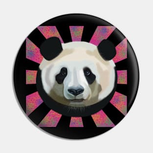 Striking Panda bear on pink atomic patterned rays Pin