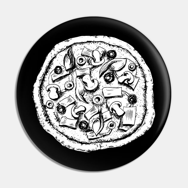Detailed Drawing of Pizza Pie Pin by InkyArt