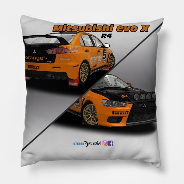 Mitsubishi evo X 05 R4 Pillow by PjesusArt