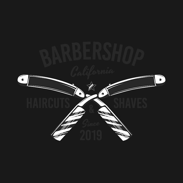 Barbershop print with razor blades. Monochrome retro design. by DenysHolovatiuk