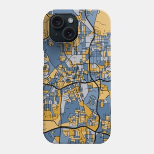 Winston-Salem Map Pattern in Blue & Gold Phone Case