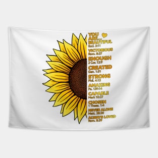 Sunflower, Christian, Religious, Thankful Grateful Blessed Tapestry