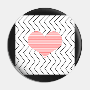 Abstract geometric pattern - heart - zigzag - black and pink. Pin