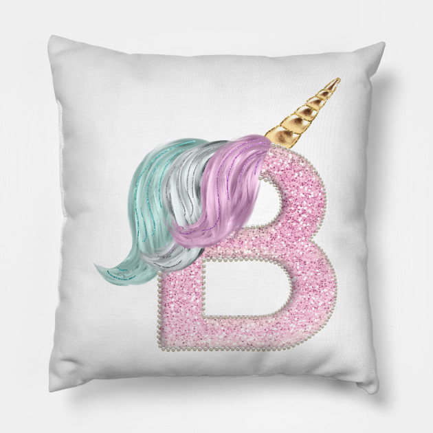 unicorn flip sequin initial pillow