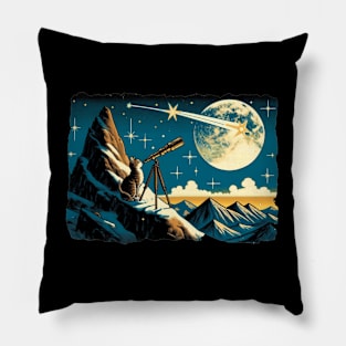 Meteor Watching Hiker Mountain Climbing Stargazing Cat Pillow