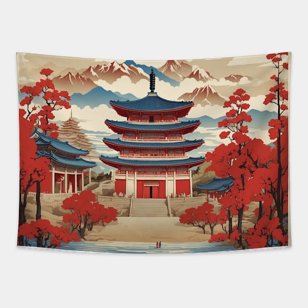 Seongnam South Korea Travel Tourism Retro Vintage Tapestry by TravelersGems