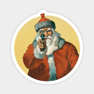 Vintage Angry Santa with Gun Magnet