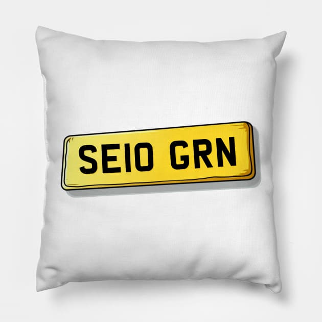 SE10 GRN Greenwich Number Plate Pillow by We Rowdy