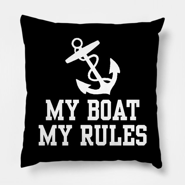 My Boat My Rules Pillow by jeremiepistrefreelance