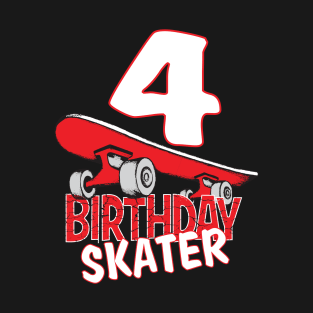 4th Birthday Skater Kids Skate Park Lover B-day Party design T-Shirt