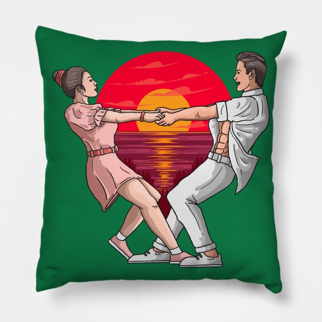 Romantic Couple Love Dance Pillow by Mako Design 