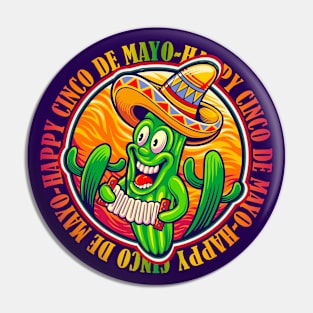 Happy Cinco de Mayo Mexican Fiesta Funny Cactus wearing sombrero Mexican Hat Pin