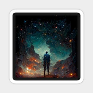 Man Staring at the Universe- best selling Magnet