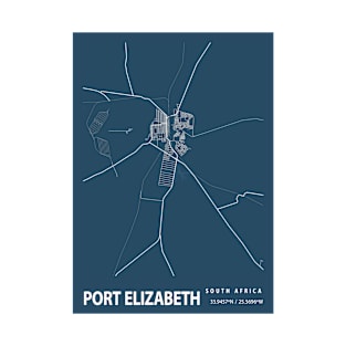 Port Elizabeth Blueprint Street Map, Port Elizabeth Colour Map Prints T-Shirt