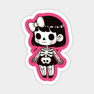 Cute Kawaii Skeleton Girl Costume | Cute Happy Halloween Skeleton Design Magnet