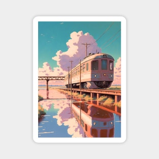 Retro Anime Style Old Japanese Train Magnet