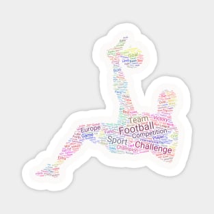 Football Footballer Silhouette Shape Text Word Cloud Magnet