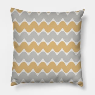 Gold and grey waves Pillow