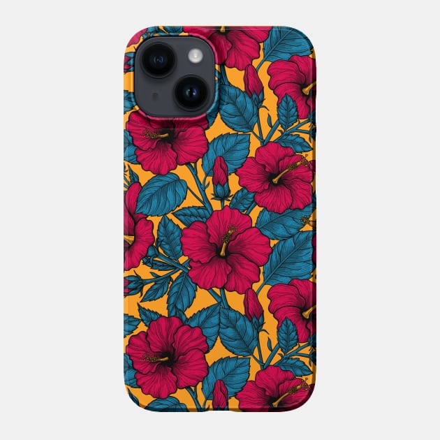 Red hibiscus flowers Tropical Phone Case TeePublic