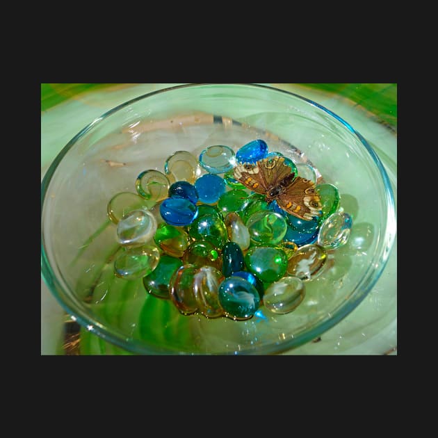 Bowl of Marbles and a Butterfly by bobmeyers