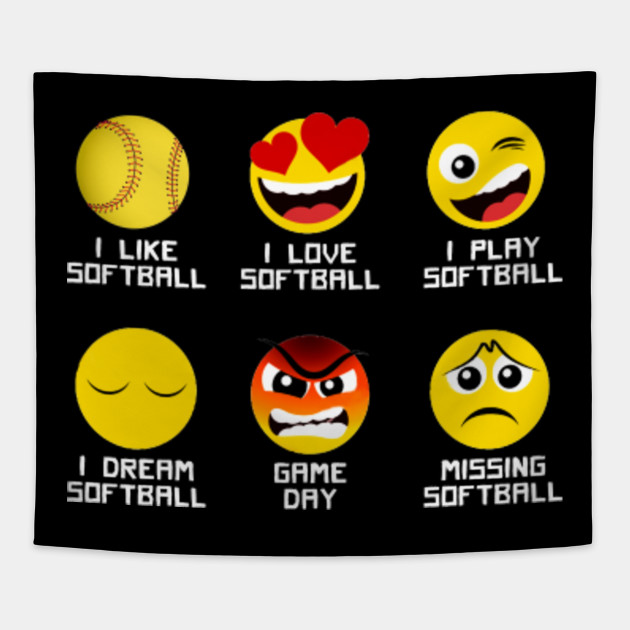 Softball Emoji I Like Softball Emoticon Social TShirt Softball