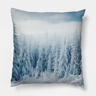 Winter Forest Serene Landscape Surreal Pillow