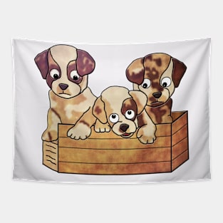 A Box Full of Puppies Tapestry