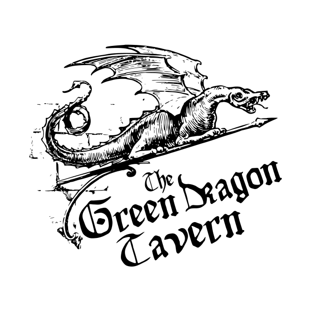 Green Dragon Tavern, Black, Transparent Background by Phantom Goods and Designs