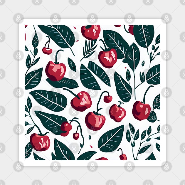 green red cherry pattern Magnet by FRH Design