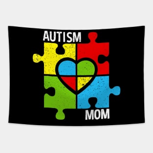 Autism Mom Shirt Puzzle And Heart Tapestry